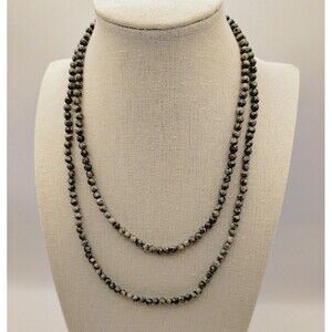 Jasper Beaded Necklace Round Bead Boho Hippy 17" Jewelry Can Layer Stone beads